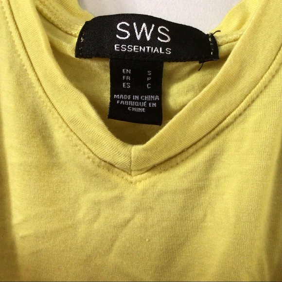 Yellow V-Neck tee With breast Pocket size Small - Picture 3 of 3